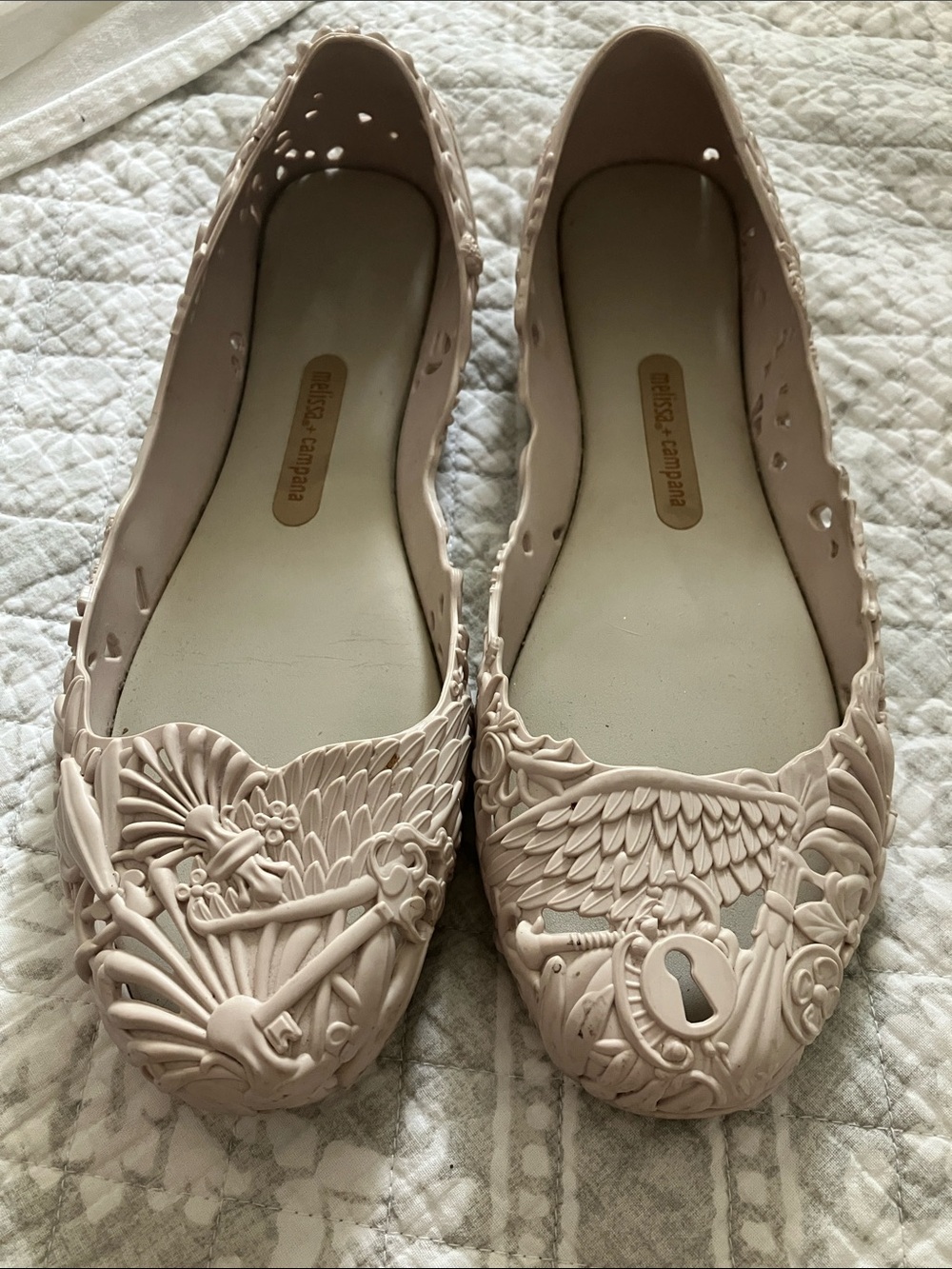 Women's Ballet Flats in Blush Pink with Intricate Cutout Design
